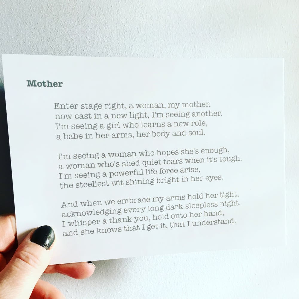 Image of Mother - Poem Postcard (Medium - 7x5 size)