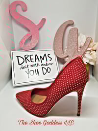 Image 2 of "Hot mama" Red studded pointy toe stiletto pumps