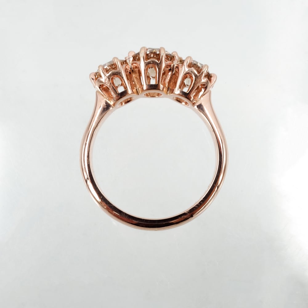 Image of 18ct Rose Gold 3 stone Antique Style Champagne Diamond Engagement Ring