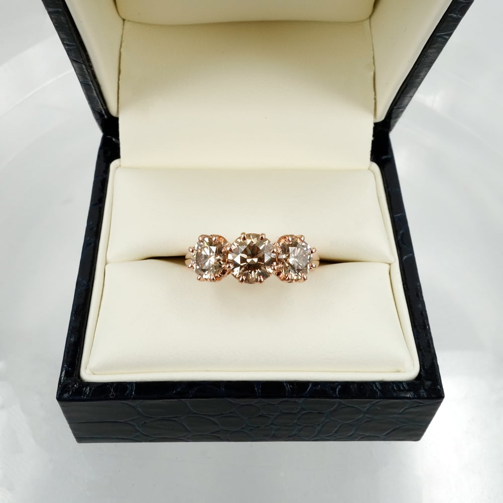 3 stone champagne diamond ring