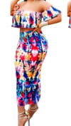 Print Strapless Top and Long Skirt