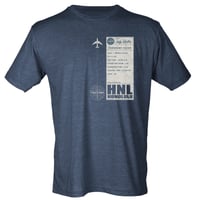 Image 1 of "Tikiyaki Airways" LAX to HNL Vintage Plane Ticket  T-Shirt
