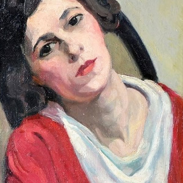 Image of 1930's Portrait of a Lady; Alfred Lop-Montel (1898-1971)