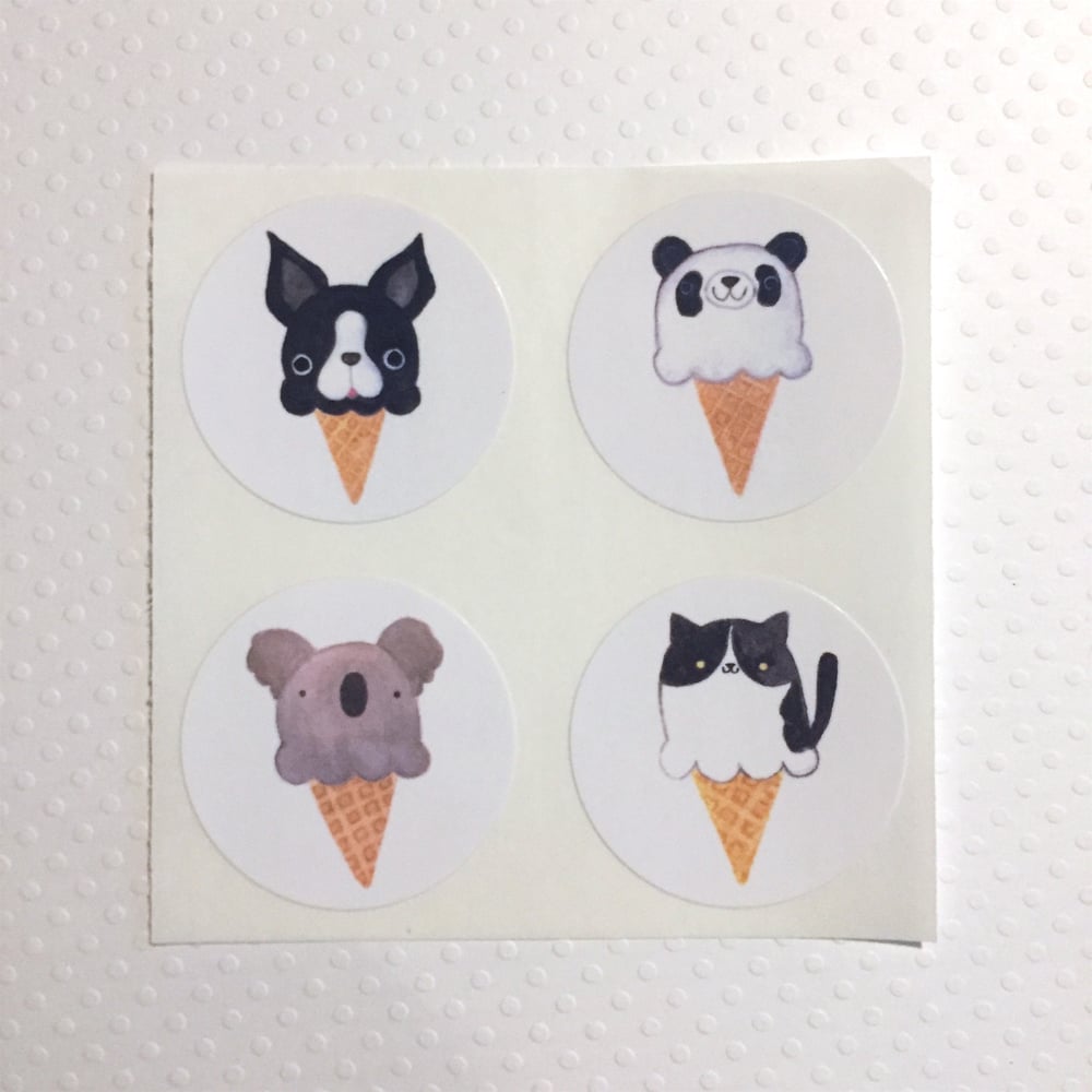 Image of animal ice cream sticker set (small pack)