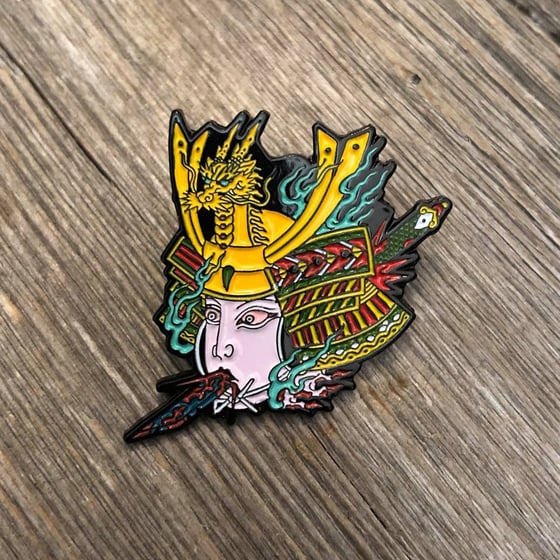 Image of Severed Samurai Head Enamel Pin