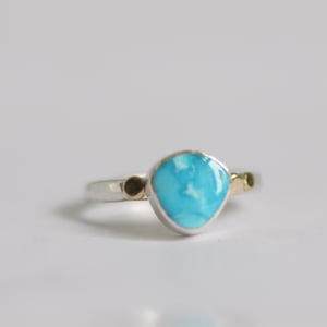 Image of Turquoise Silver Ring with recycled gold