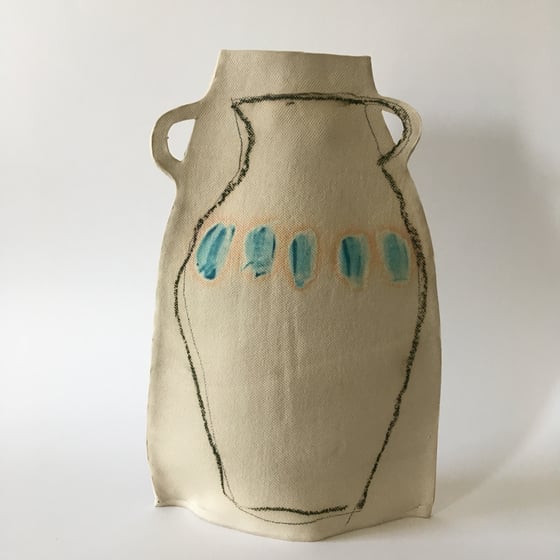Image of grey and turquoise vase