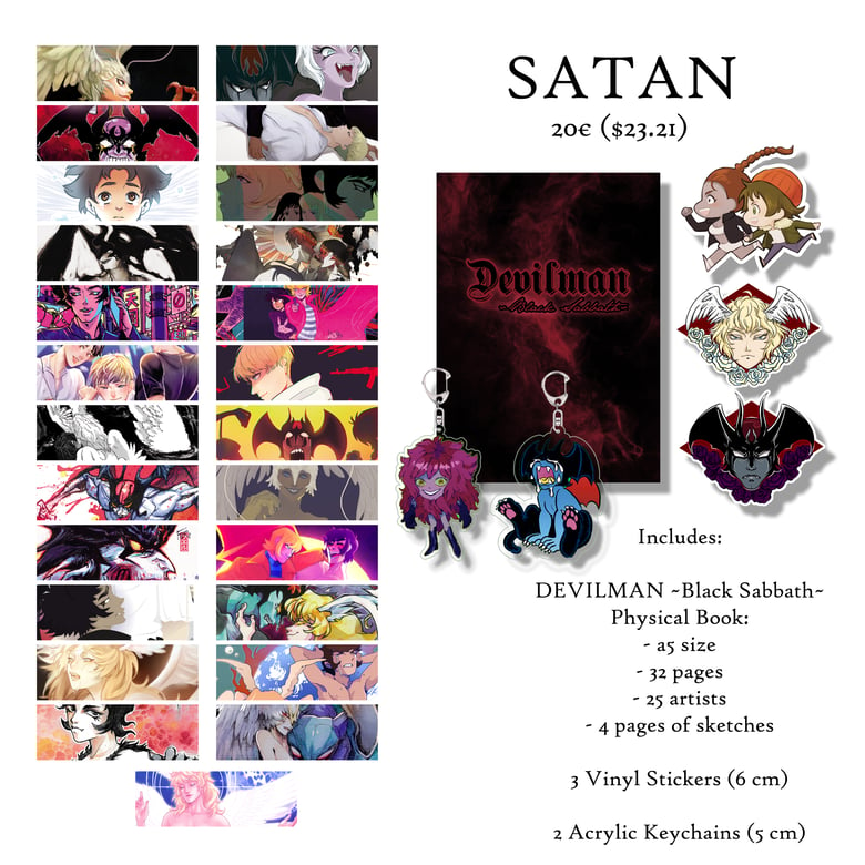 Image of SATAN - PREORDER Devilman Black Sabbath Fanzine + Stickers + Keychains