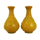 Image of PAIR OF VINTAGE CHINESE YELLOW PEKING GLASS VASES