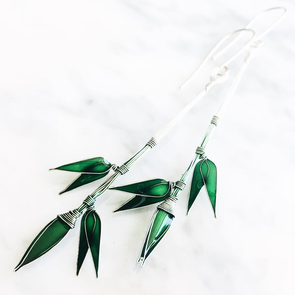 Image of Silver Bamboo Earrings