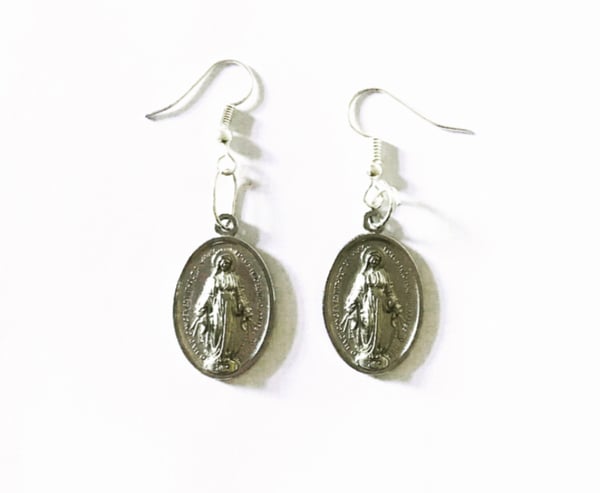 Image of THERESE Silver Saint Earrings