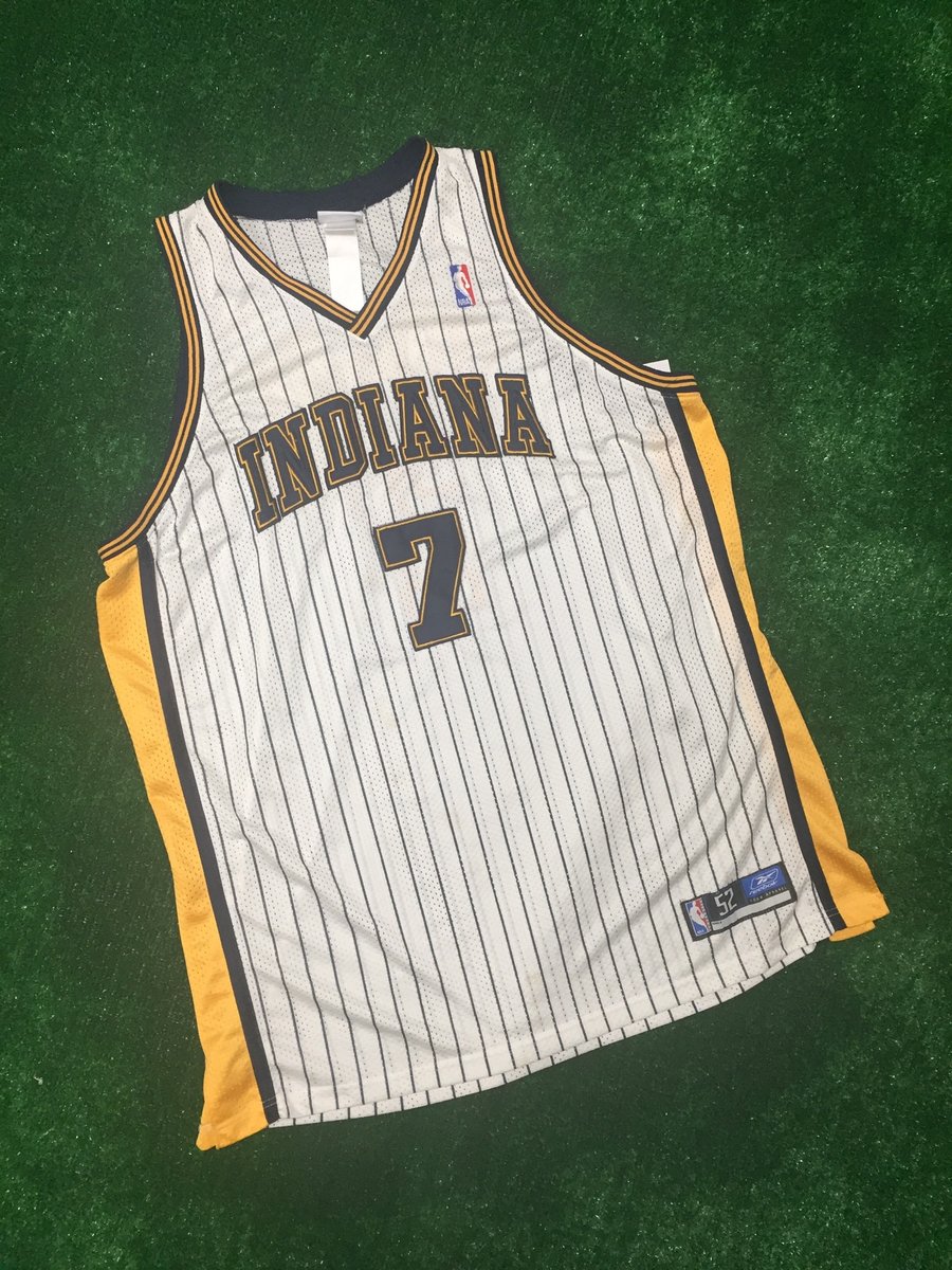 Adult Indiana Pacers Jermaine O'Neal #7 Navy Pinstripe Hardwood