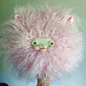 Image of Yak Faced Pillow in Pink with Ears