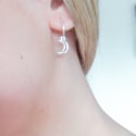 Moon Hoop Earrings - Sterling Silver