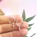Stone Hoop Earrings - Pink Tourmaline / Moonstone