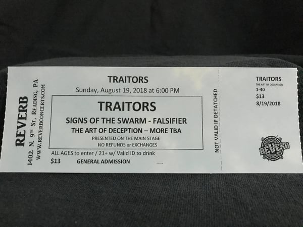Image of 8.19.18 Traitors at Reverb *Ticket*