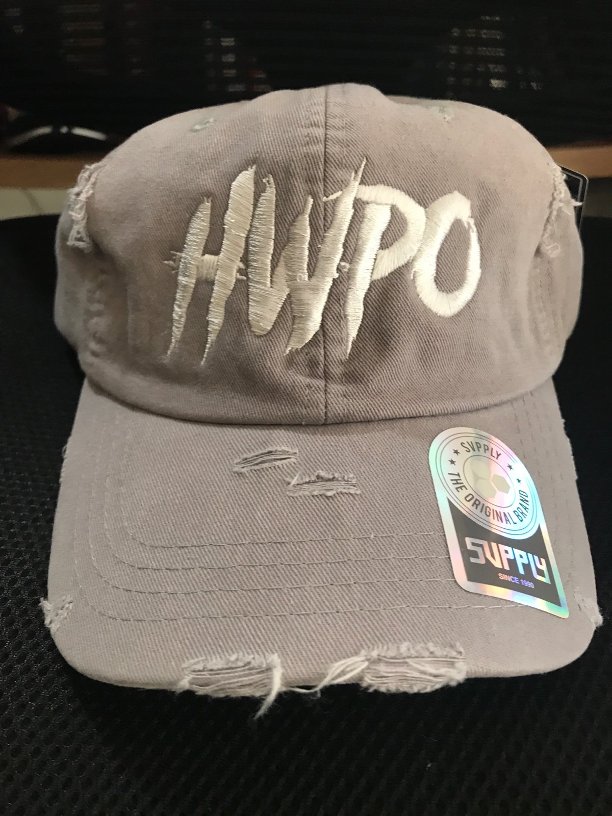 grey distressed hat