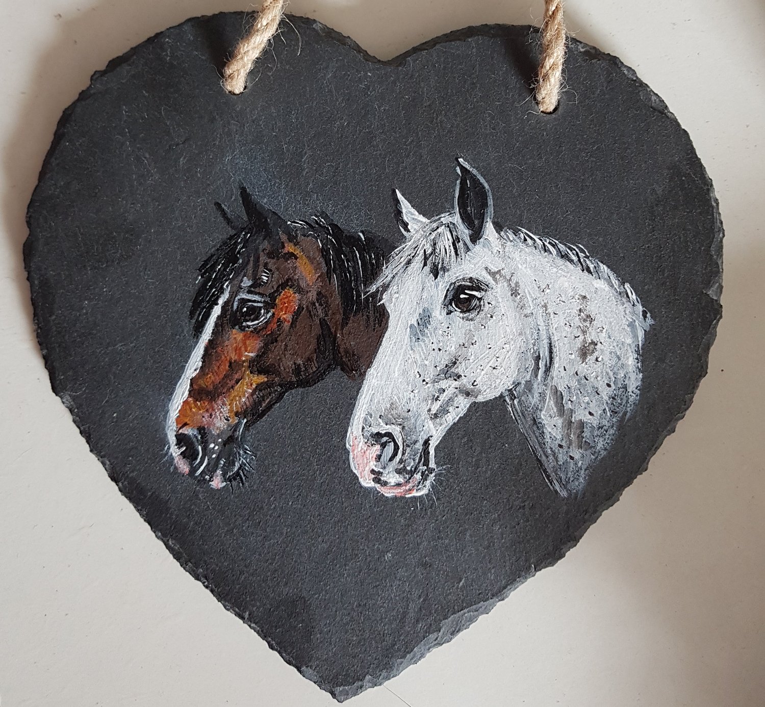 Image of Pet Portrait Commission Slate Heart (Double)