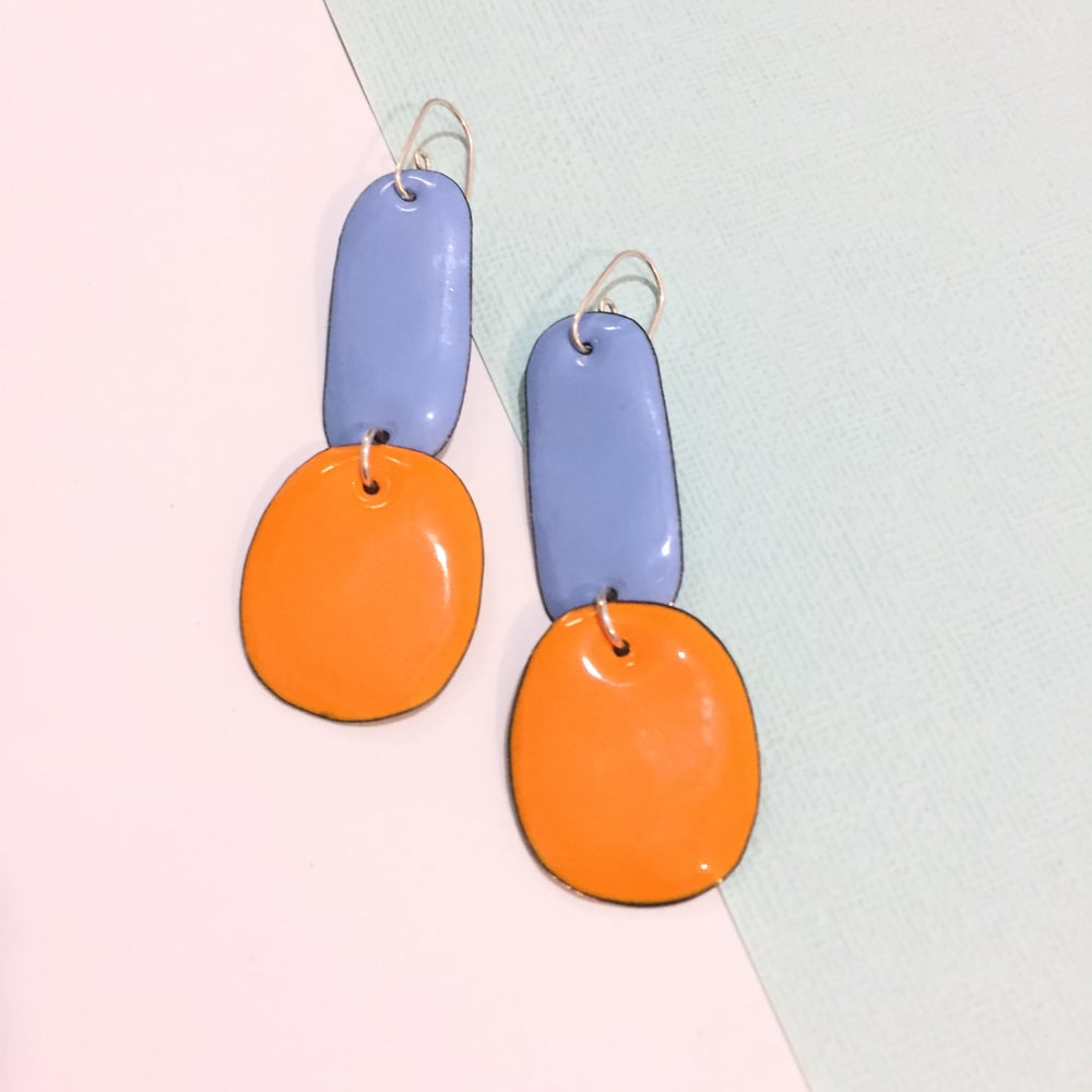 Image of Enamel double drops - Sky blue and Marigold