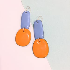 Image of Enamel double drops - Sky blue and Marigold