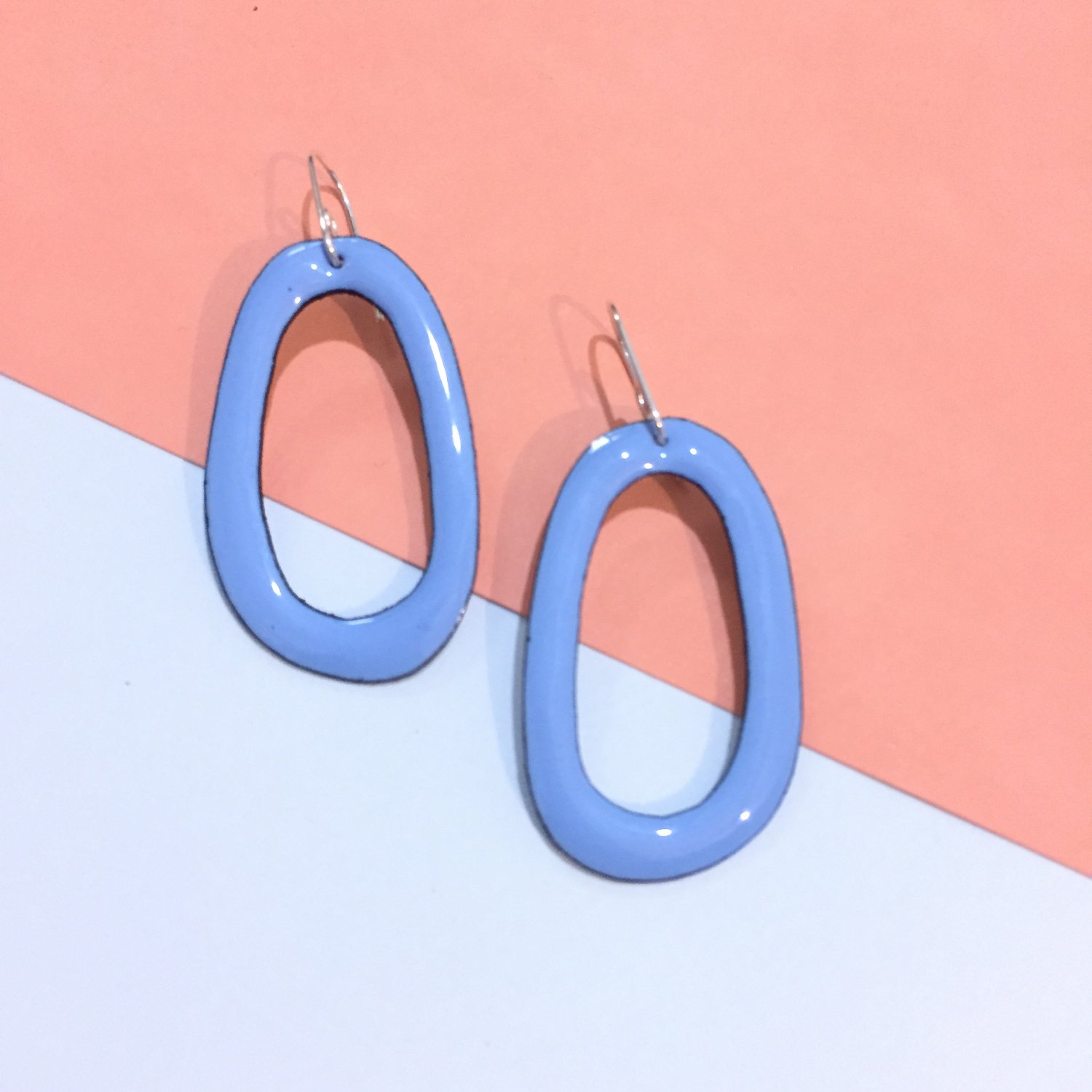 Image of Enamel hoops - Sky blue