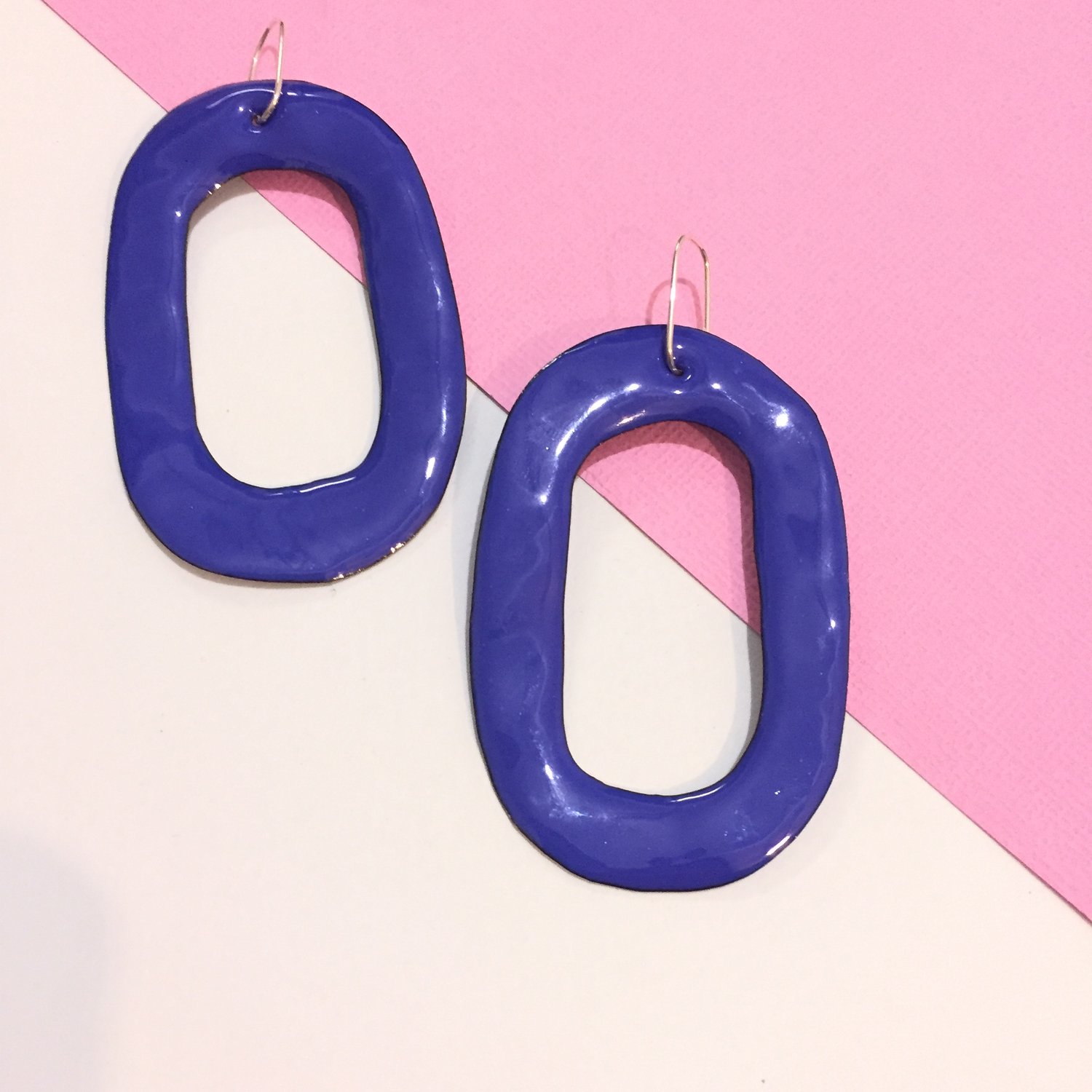 Image of Enamel hoops XL - Cobalt blue