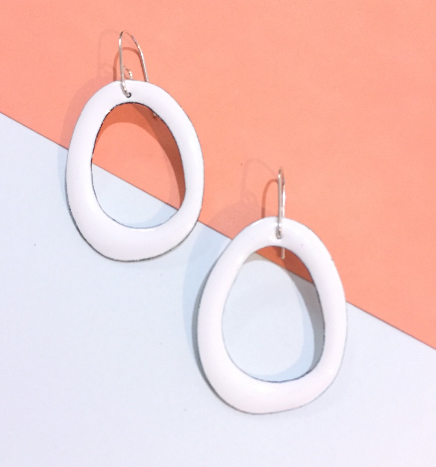 Image of Enamel hoops -  White