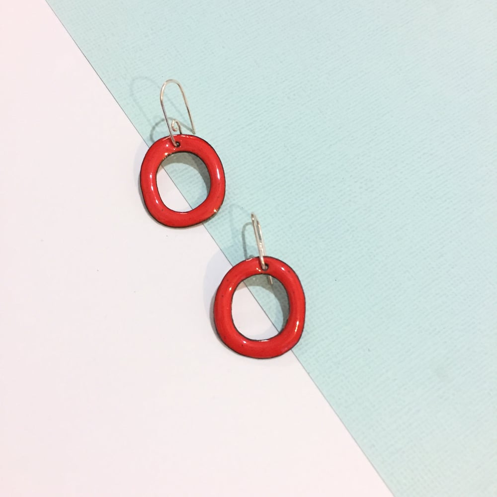 Image of Enamel hoops - Cherry red - small