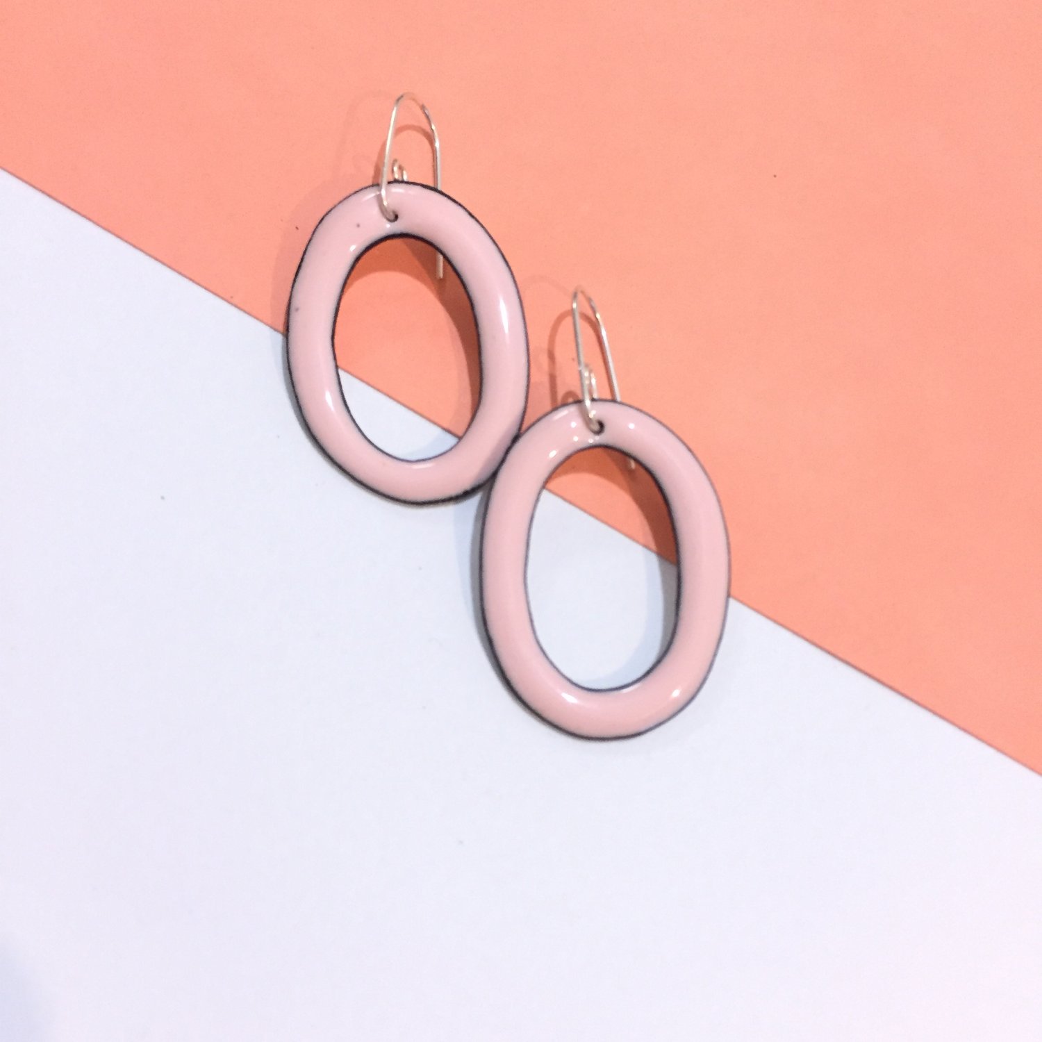 Image of Enamel hoops - Blush pink