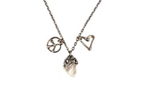 Image 2 of One of a Kind Peace Love and Rose Quartz Charm Necklace