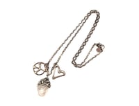 Image 1 of One of a Kind Peace Love and Rose Quartz Charm Necklace