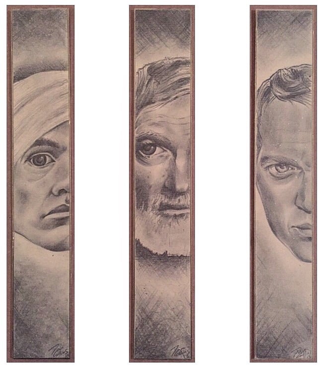 Image of WARHOL HEMINGWAY MCQUEEN Triptych/original art