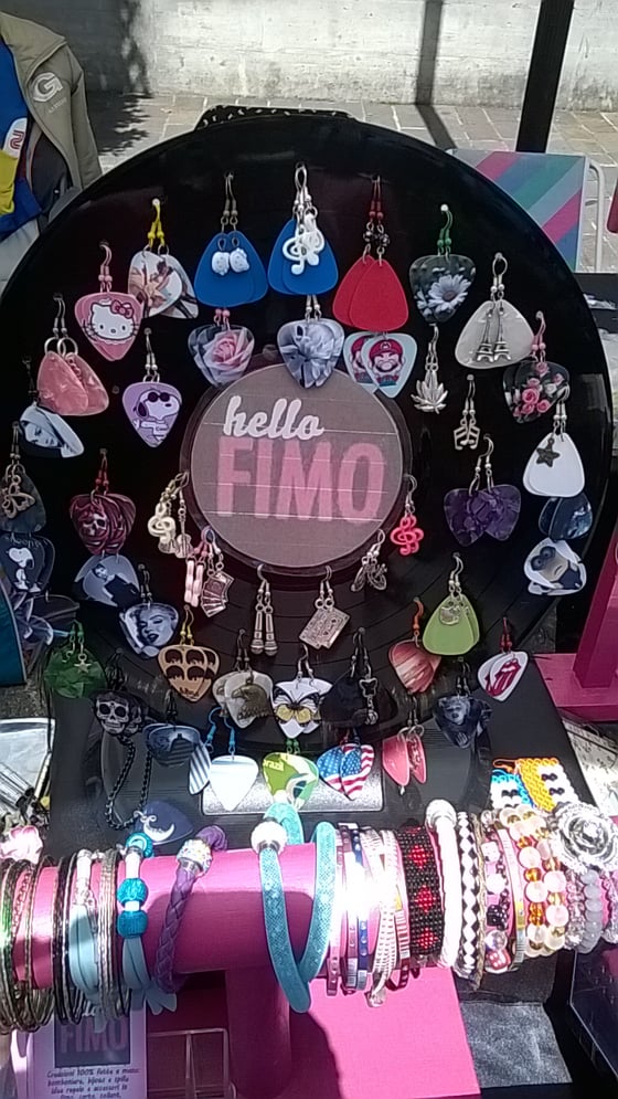 Image of earrings handmade with guitar picks