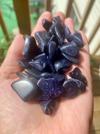 Blue Goldstone tumbled crystal