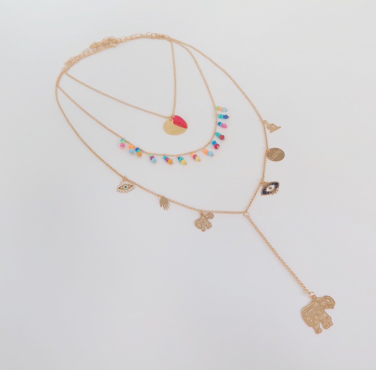 Image of Triple Lucky Multicolor Necklace