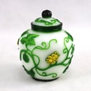 Image of VINTAGE CHINESE PEKING JAR: Green & Yellow Plant Overlay