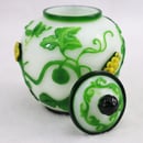 Image of VINTAGE CHINESE PEKING JAR: Green & Yellow Plant Overlay