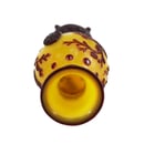 Image of VINTAGE CHINESE YELLOW PEKING VASE WITH BUILT-IN STAND: RED BIRD & TREE OVERLAY