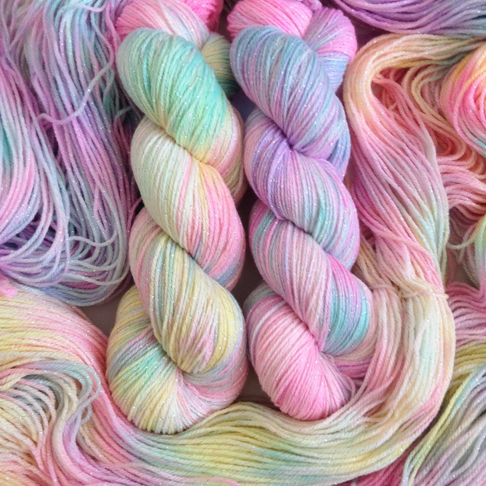 Image of **Glittery Sparkly** Unicorn set of 2 skeins.