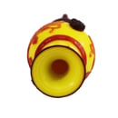 Image of VINTAGE CHINESE YELLOW PEKING VASE WITH BUILT-IN STAND: RED CHINESE DESIGN OVERLAY