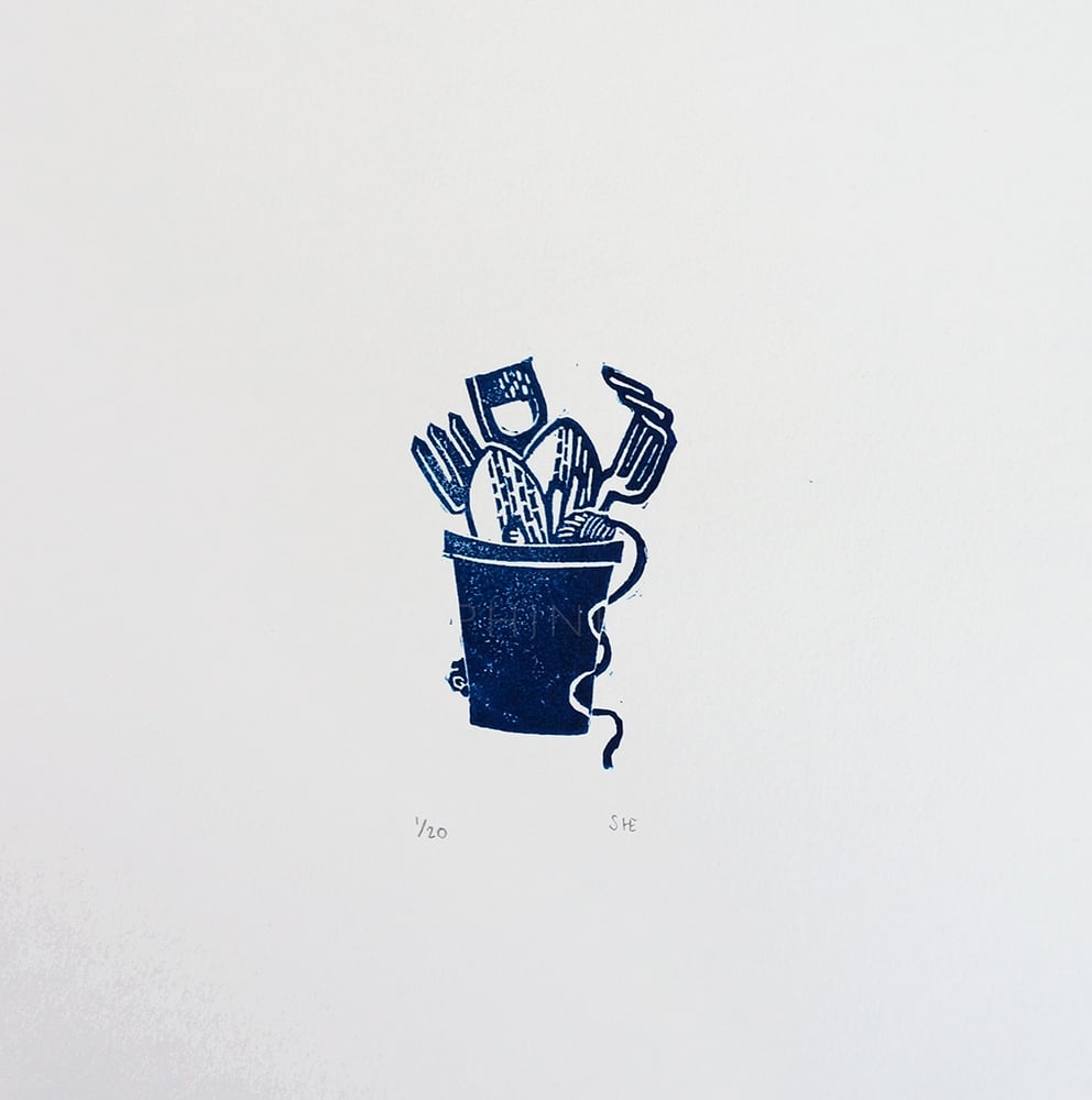 Image of 'Tool Pot' - Linocut Print