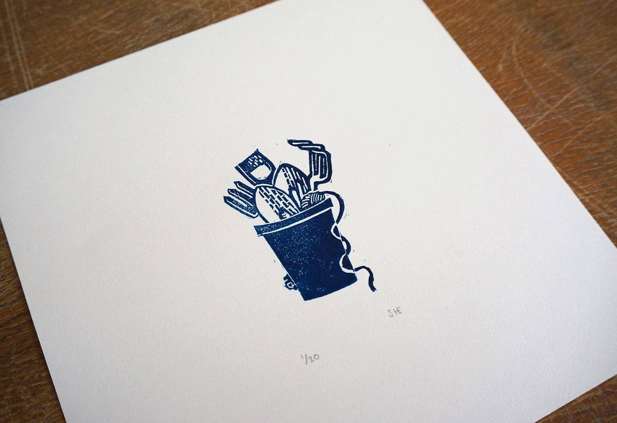 Image of 'Tool Pot' - Linocut Print