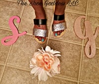 Image 3 of "Nola" Black glitter slides 
