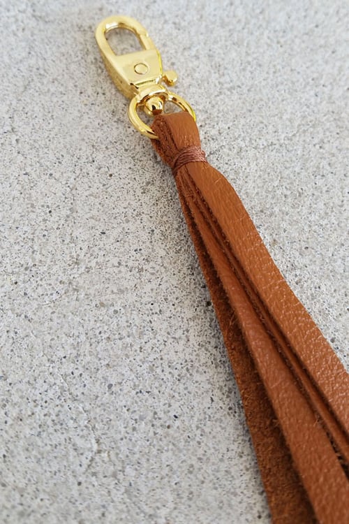 Image of Leather Zipper Pull / Mini Tassel Accessory / Handbag Tassel Charm - Choice of Leather Color