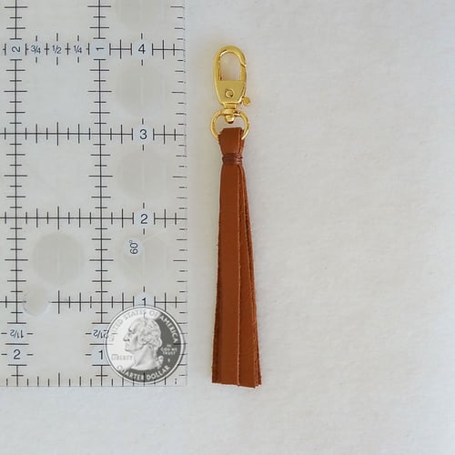 Image of Leather Zipper Pull / Mini Tassel Accessory / Handbag Tassel Charm - Choice of Leather Color