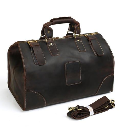 Image of Extra Large Vintage Genuine Leather Duffle Bag, Travel Bag, Handbag 3151