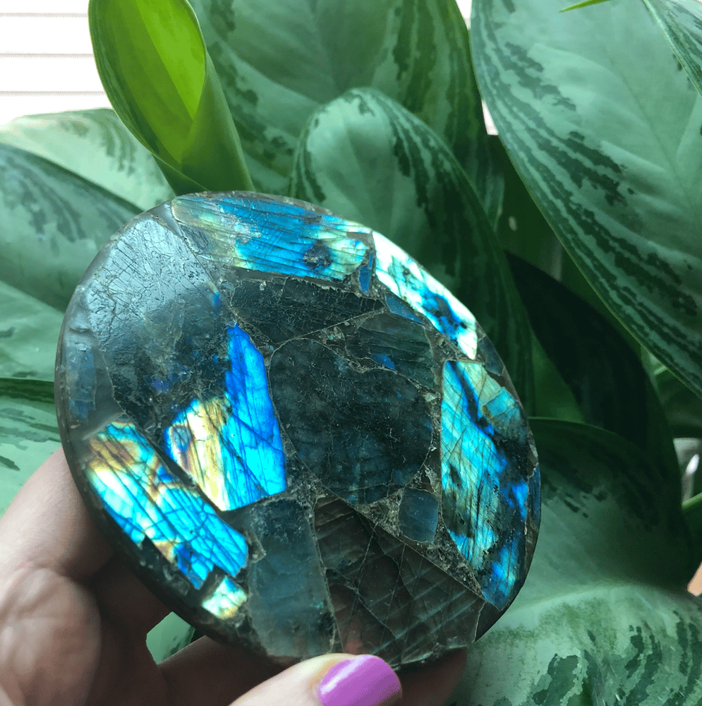 Image of Magical Labradorite Disc Plate (with stand)