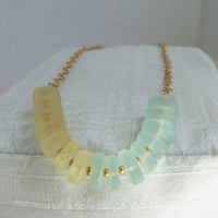 Image 1 of Pastel Yellow & Seafoam Sea Glass Necklace