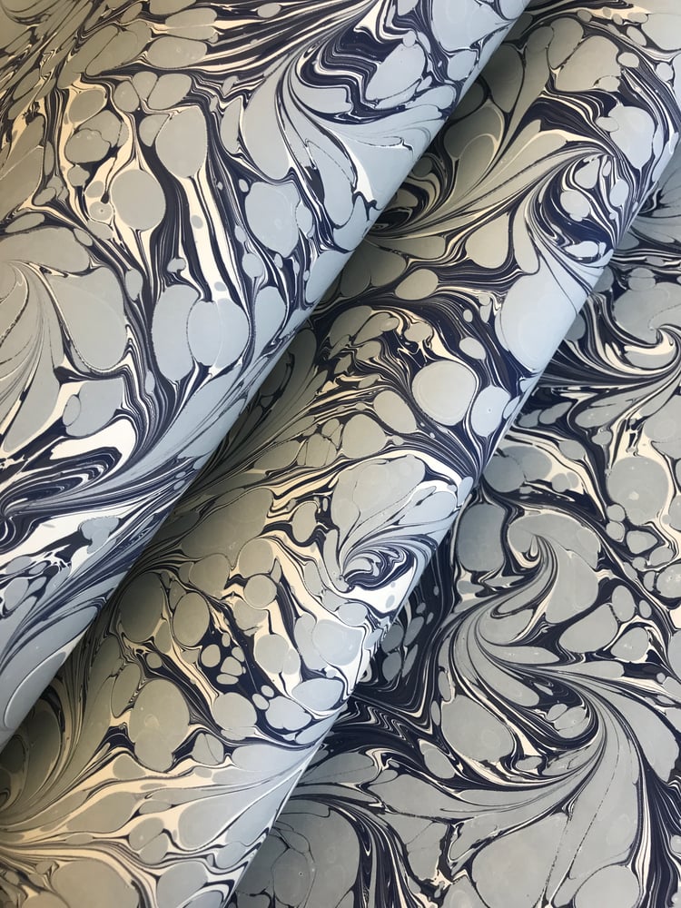 Image of Marbled Paper #31 'Eau de Nil' Contemporary Marbled Design. 