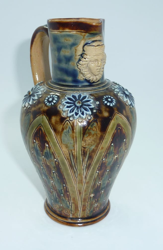 Image of Doulton Lambeth Mask Spout Ewer/Vase